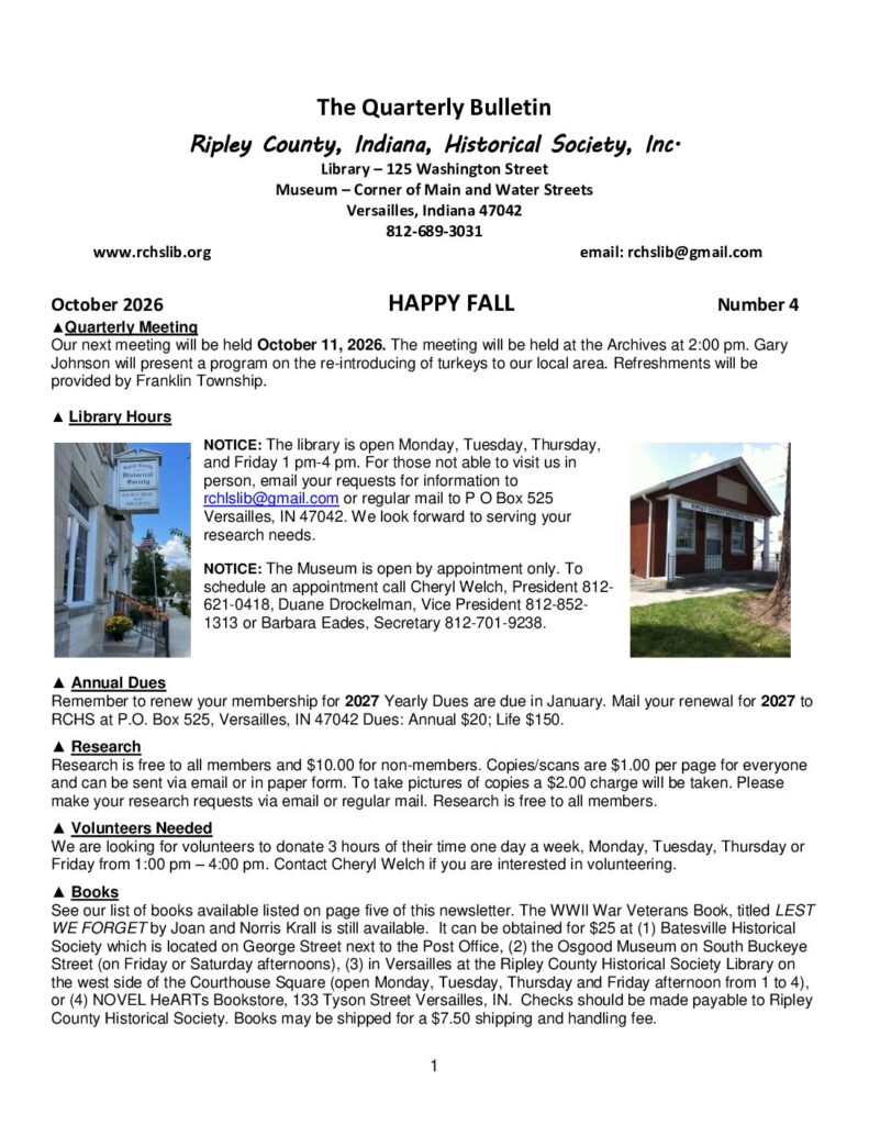 Cover of the October 2026 newsletter